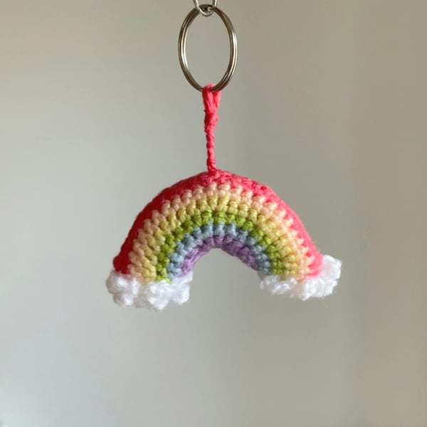 Rainbow Crochet Keyring 