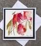 Handpainted Blank Card Of Red Abstract Papery Flowers - Image 3