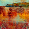 Rust Scottish landscape (no2) mixed media print