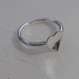 Domed Heart Ring in Sterling Silver, size M