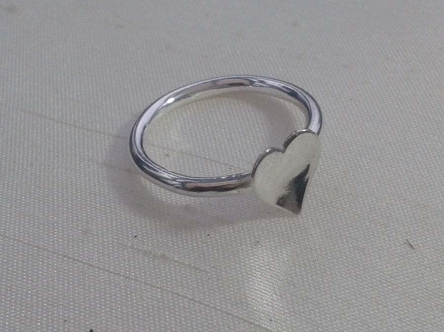 Domed Heart Ring in Sterling Silver, size M