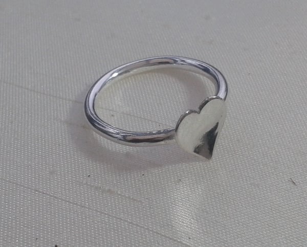 Domed Heart Ring in Sterling Silver, size M