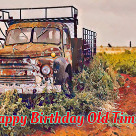 Happy Birthday Old Timer Card A5