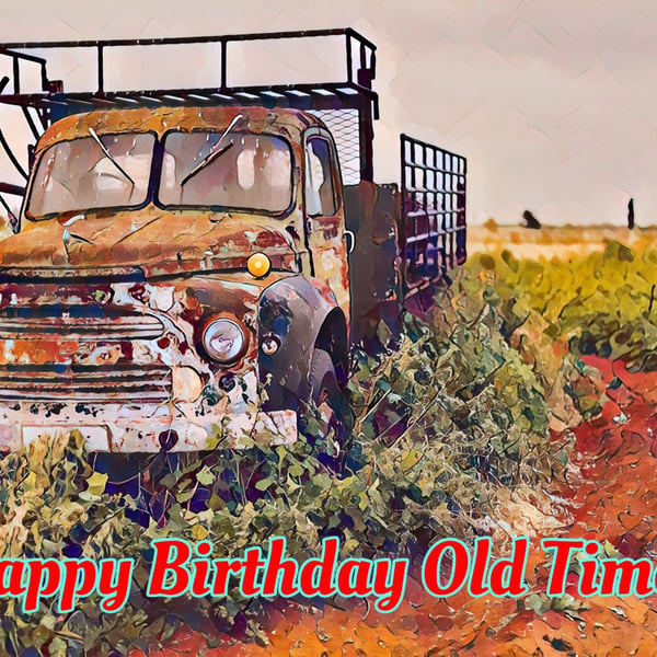 Happy Birthday Old Timer Card A5