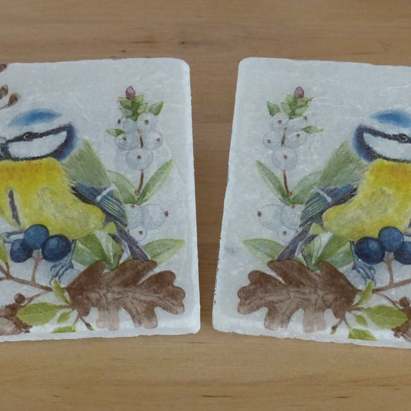 Marble 'Blue Tit' Coasters