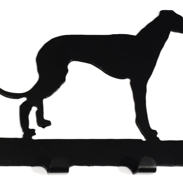 Whippet Dog Silhouette Steel Key Hook Rack - metal wall art