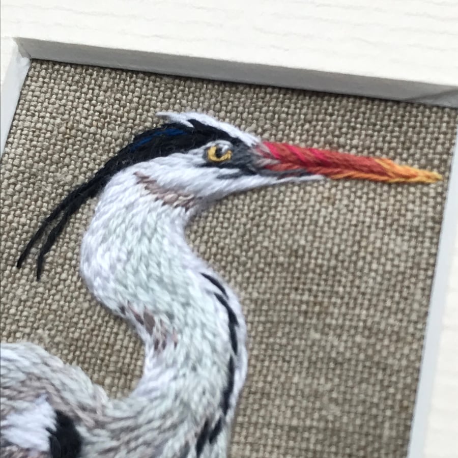Heron - hand stitched picture