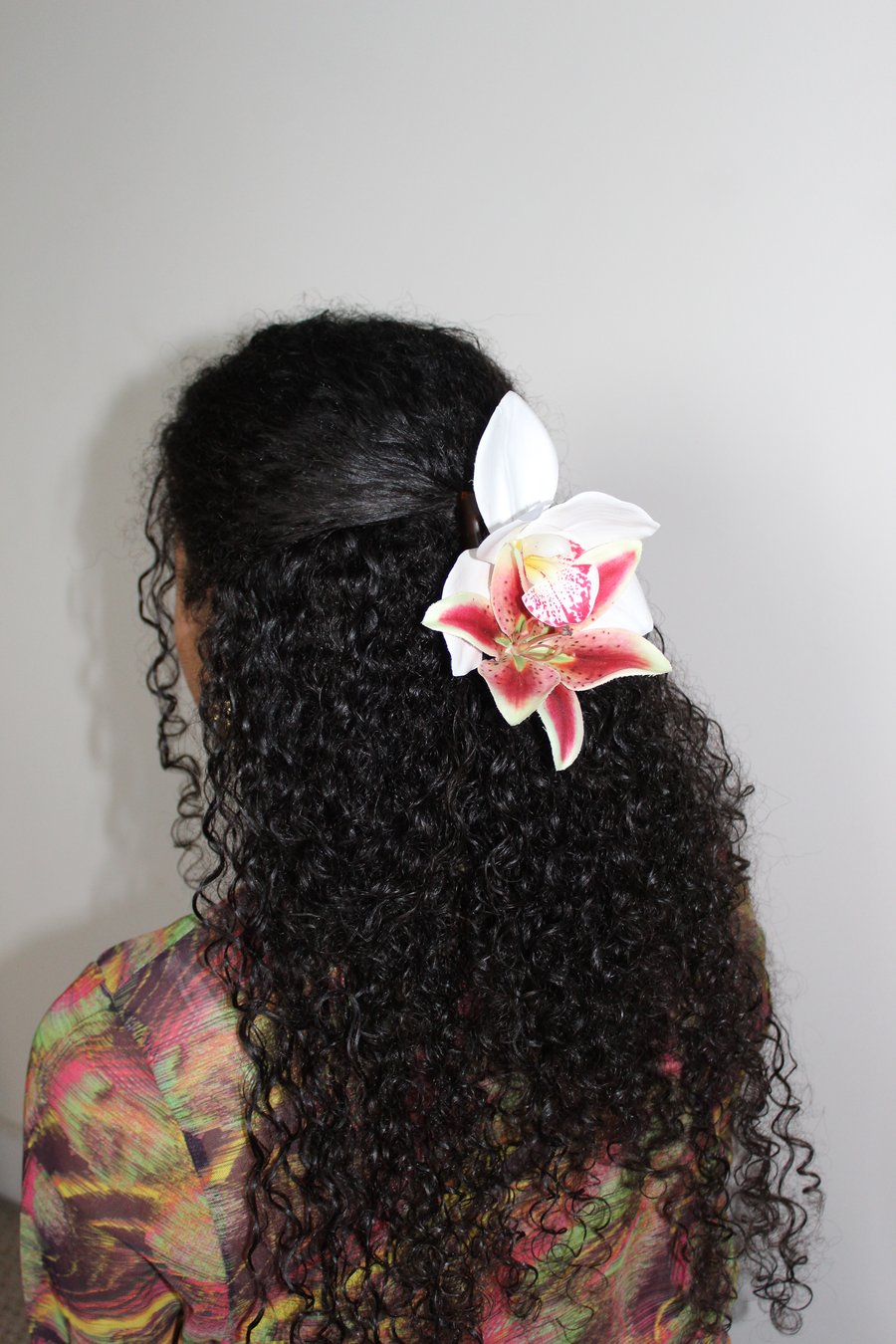 Orchid and Lily Flower Claw Clip Hair Accessory 