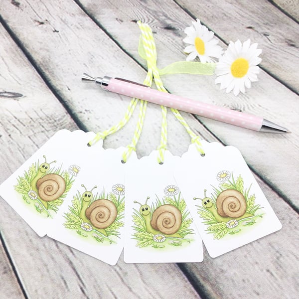 Garden Snail Gift Tags - set of 4 tags
