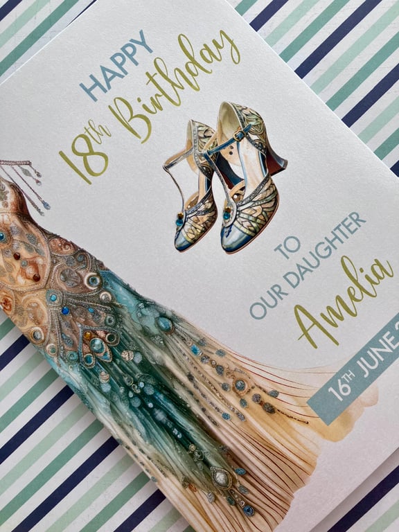 Art Deco Fashion Milestone Birthday Card – Personalised with name and date