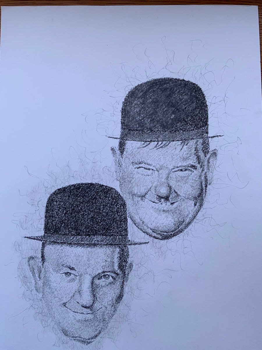 A portrait of Laurel and Hardy