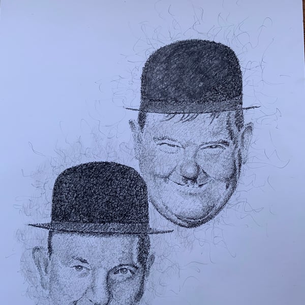 A portrait of Laurel and Hardy