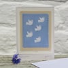 Flight of Doves hand-stitched miniature applique - a card to keep!