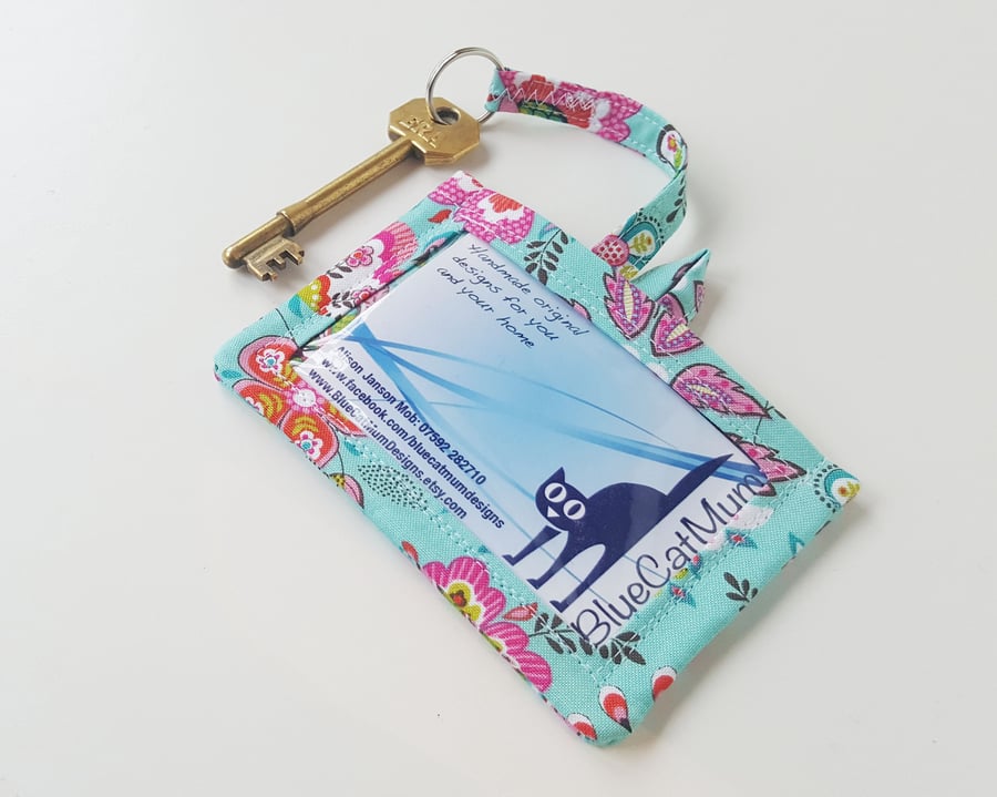 Pretty ID holder with key ring, Teacher Gift - Free P&P