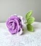 Crochet Lilac Rose with 3 Leaves Summer Seconds