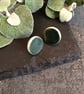 Ceramic button earrings - forest green - Image 1