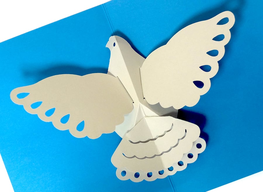 thumbnail image 2 of Handmade 3D Pop Up White Dove Greeting Card - Peace & Sympathy For All Occasions 2 of 6