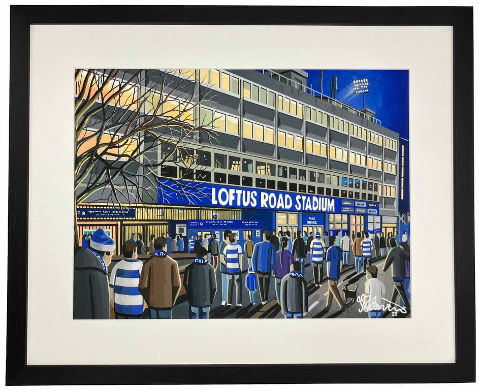 QPR Loftus Road, Framed Football Art Print. 20" x 16" Frame Size