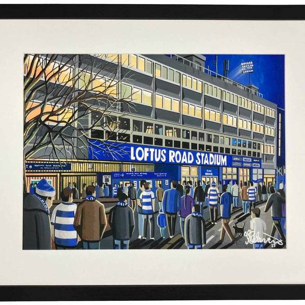 QPR Loftus Road, Framed Football Art Print. 20" x 16" Frame Size