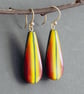 Rich Colours Lozenge Pendant Handmade Designer Earrings - Golden Sunsets ! - Image 3