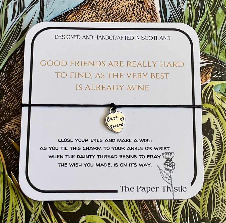 Best Friend Charm Wish Strings -personalised