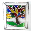 Rainbow Tree of Life Suncatcher Leaf Stained Glass Picture 013