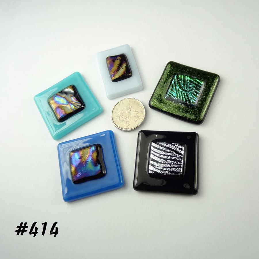 5 mixed art glass cabochons for jewellery making, wire wrapping, arts (414)