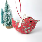 Mini Lavender Bird Sachet in Liberty Red Floral Fabric