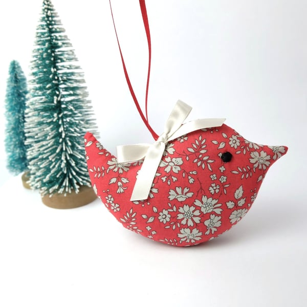 Mini Lavender Bird Sachet in Liberty Red Floral Fabric