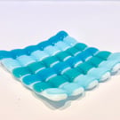 Glass soap dish-  small woven effect kiln formed glass dish