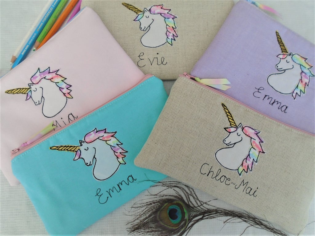 Personalised Unicorn Cosmetic Bag - Custom Makeup Pouch