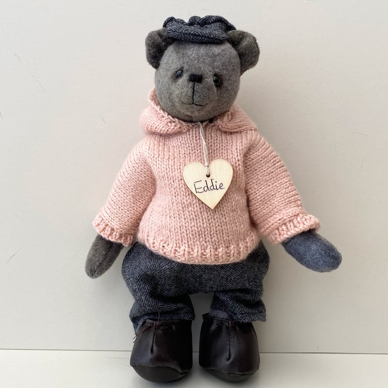 Teddy, handmade UK designed adult collectors bear. One of a kind dressed bear 