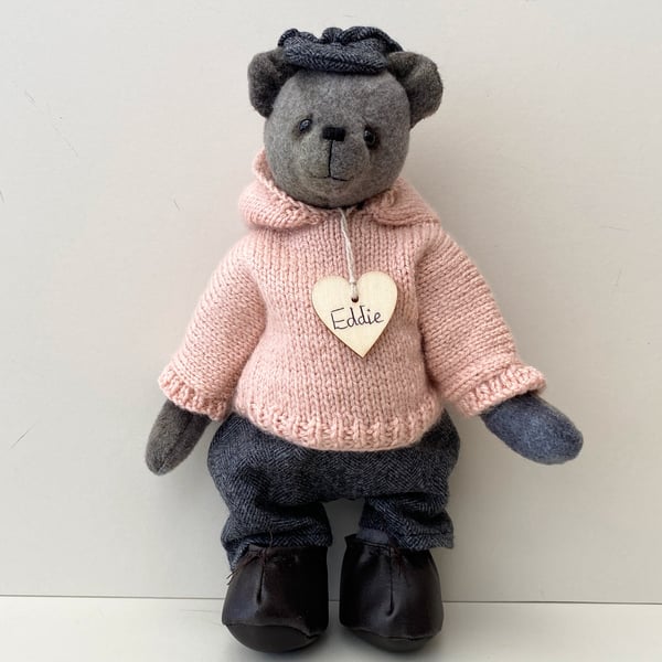 Teddy, handmade UK designed adult collectors bear. One of a kind dressed bear 