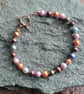  Mixed Autumn Colours, Pearl Bracelet with a Rose Gold Filled Toggle Clasp - Image 5