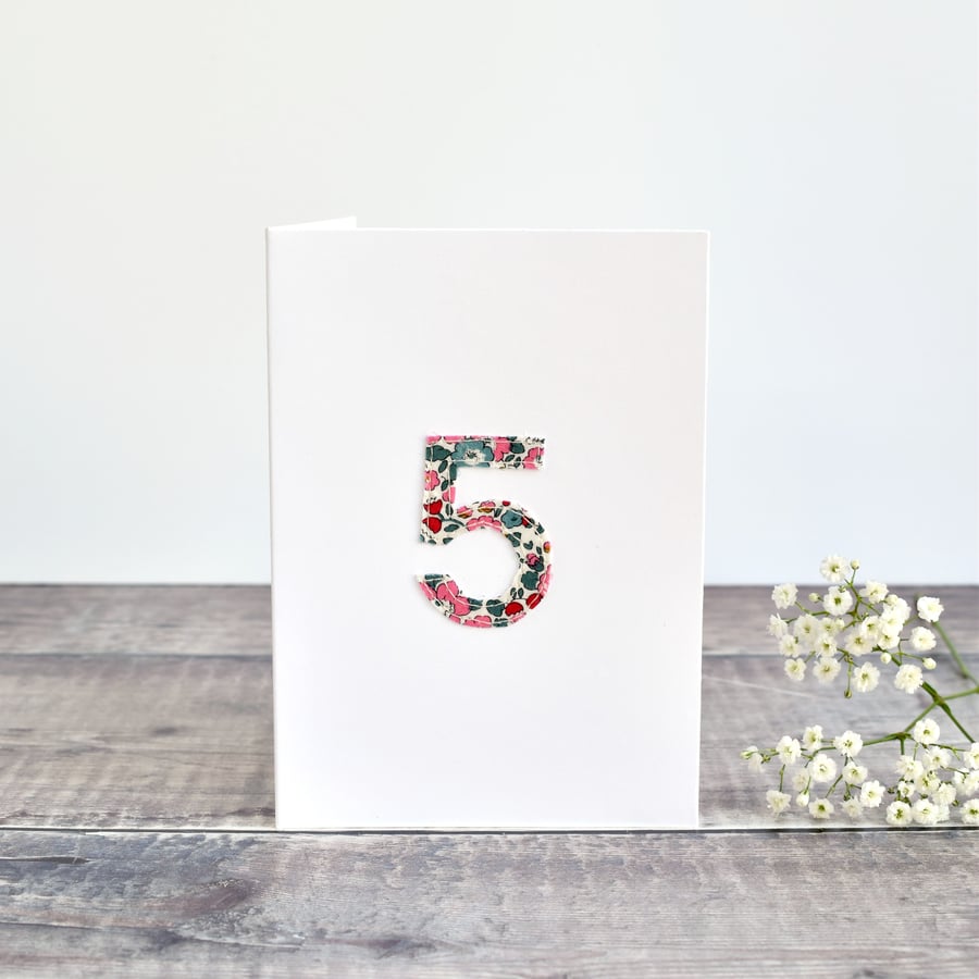5th Birthday card, age 5 card, card for 5 year old, 5th Anniversary card