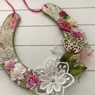 Decorated Floral Wooden Horseshoe for Bride or Bridesmaid Good luck Pink