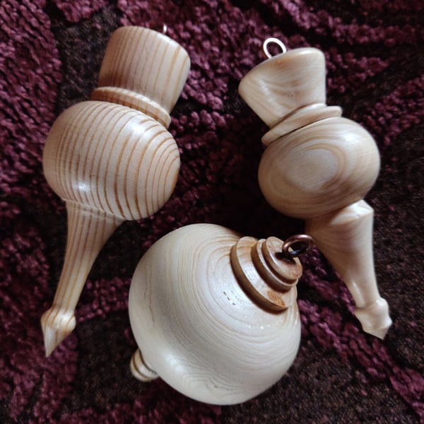 Hand Crafted Tree Ornaments ...  Made from reclaimed spruce     (Small Tree)