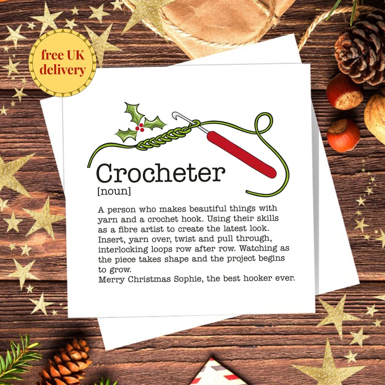 Crocheter Definition Christmas Card - Yarn Artist, Hooker, Crafter