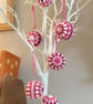 Crochet Christmas Baubles Set of 6 - Shades of Pink and White - Tree Decorations - Image 4