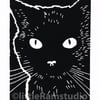 Black Cat - Original Hand Pulled Linocut Print