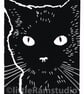 Cat print - Black Cat - Original Hand Pulled Linocut Print - Image 1