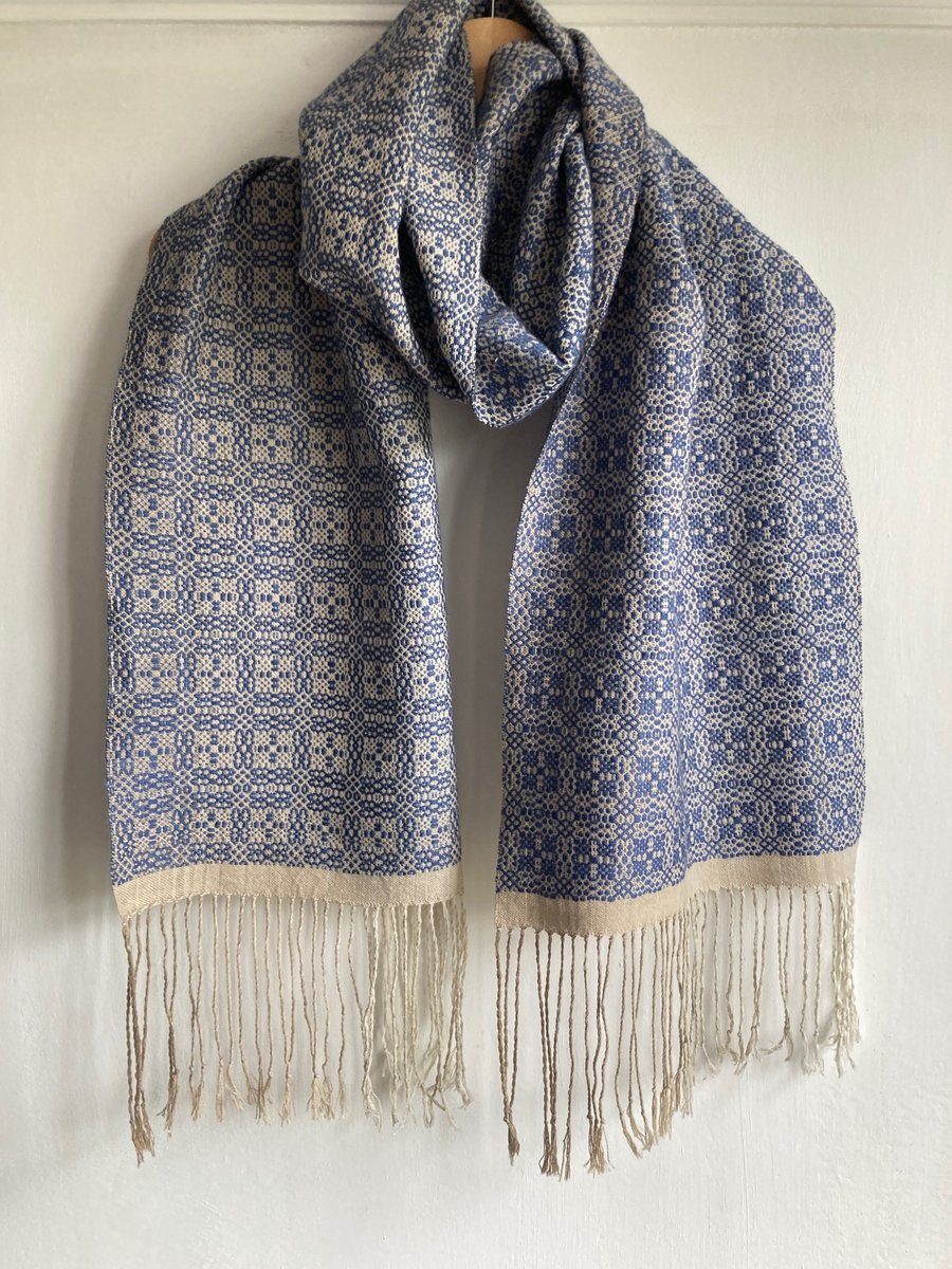 Lisbon Handwoven Overshot Summer Scarf