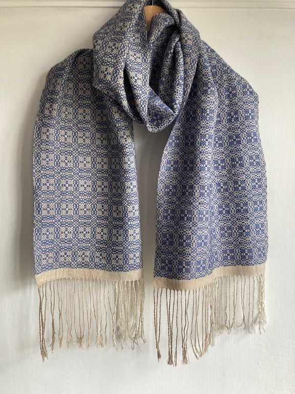 Lisbon Handwoven Overshot Summer Scarf