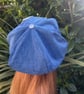 Women's denim Baker boy cap with decorative flower detail - Image 4