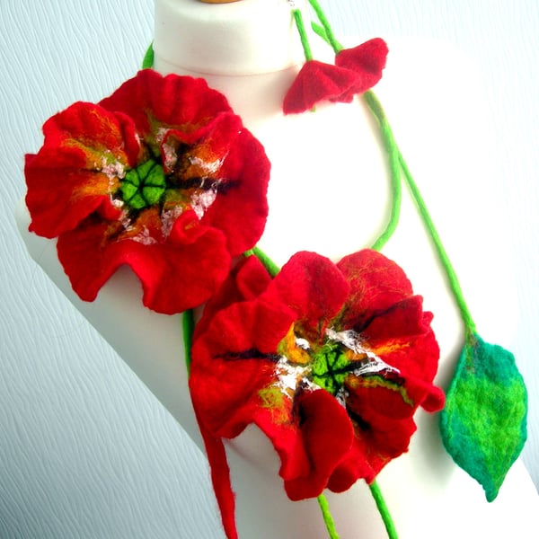  Hand Felted, Wool Jewelry felted NECKLACE- and  earrings -100% WOOL MERINO