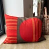 Heals barkcloth retro cushion cover orange and brown vintage fabric