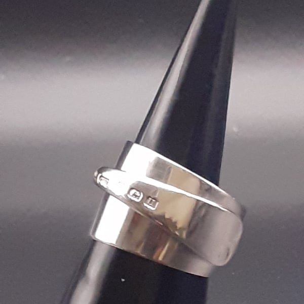 Sterling silver spoon ring from butter spreader. Size O