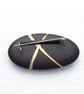 Black Pebble brooch with gold lines, nature inspired, designer jewellery  - Image 5