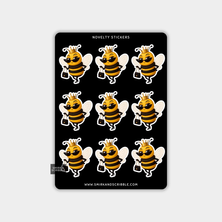 Funny Vinyl Sticker Sheet For Adults - Cute Queen Bee