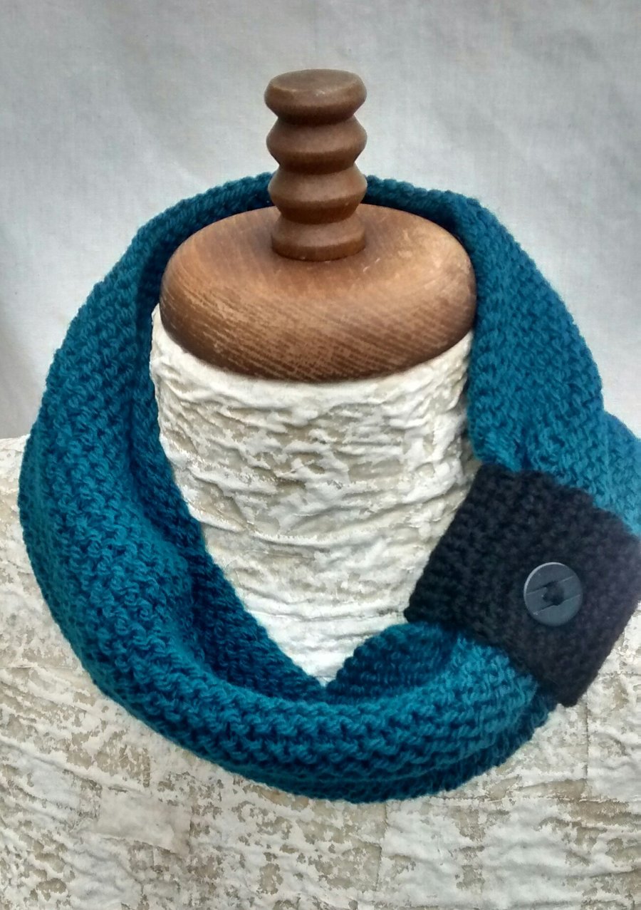 Women's Scarf with Button, Teal